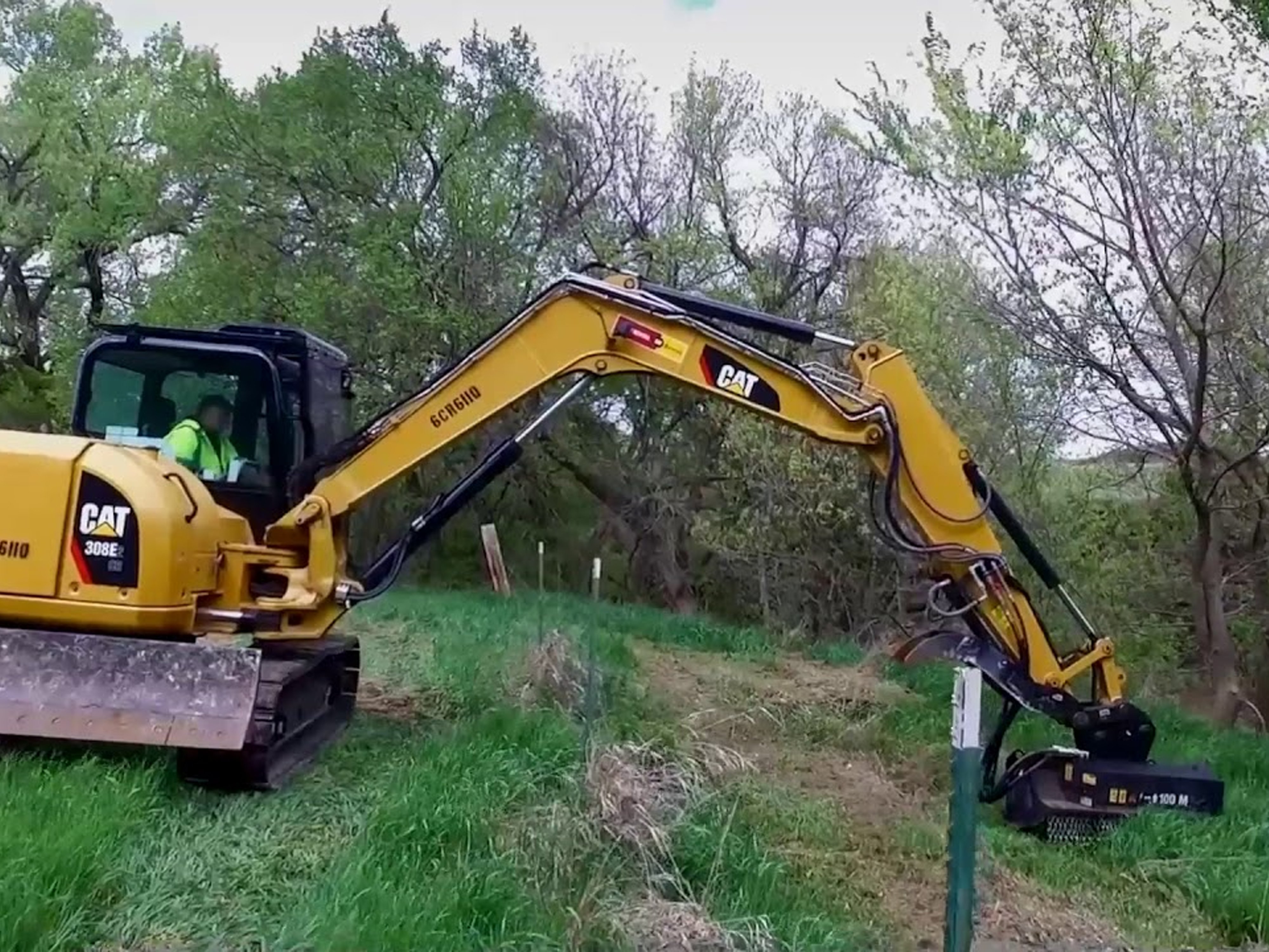 Excavator Boom Mowing